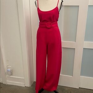 Black Halo Vibrant Pink Belted Wide-Leg Jumpsuit